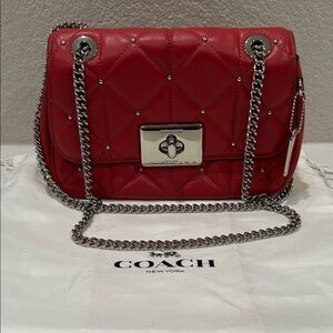 Coach Scarlet Quilted Shoulder Bag with Silver Chain